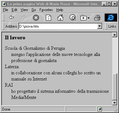 Ecco l'aspetto di una definition list